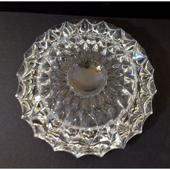Vintage Clear Crystal Cut Glass 7" Round Heavy Cigar Cigarette Ashtray - Picture 8 of 8